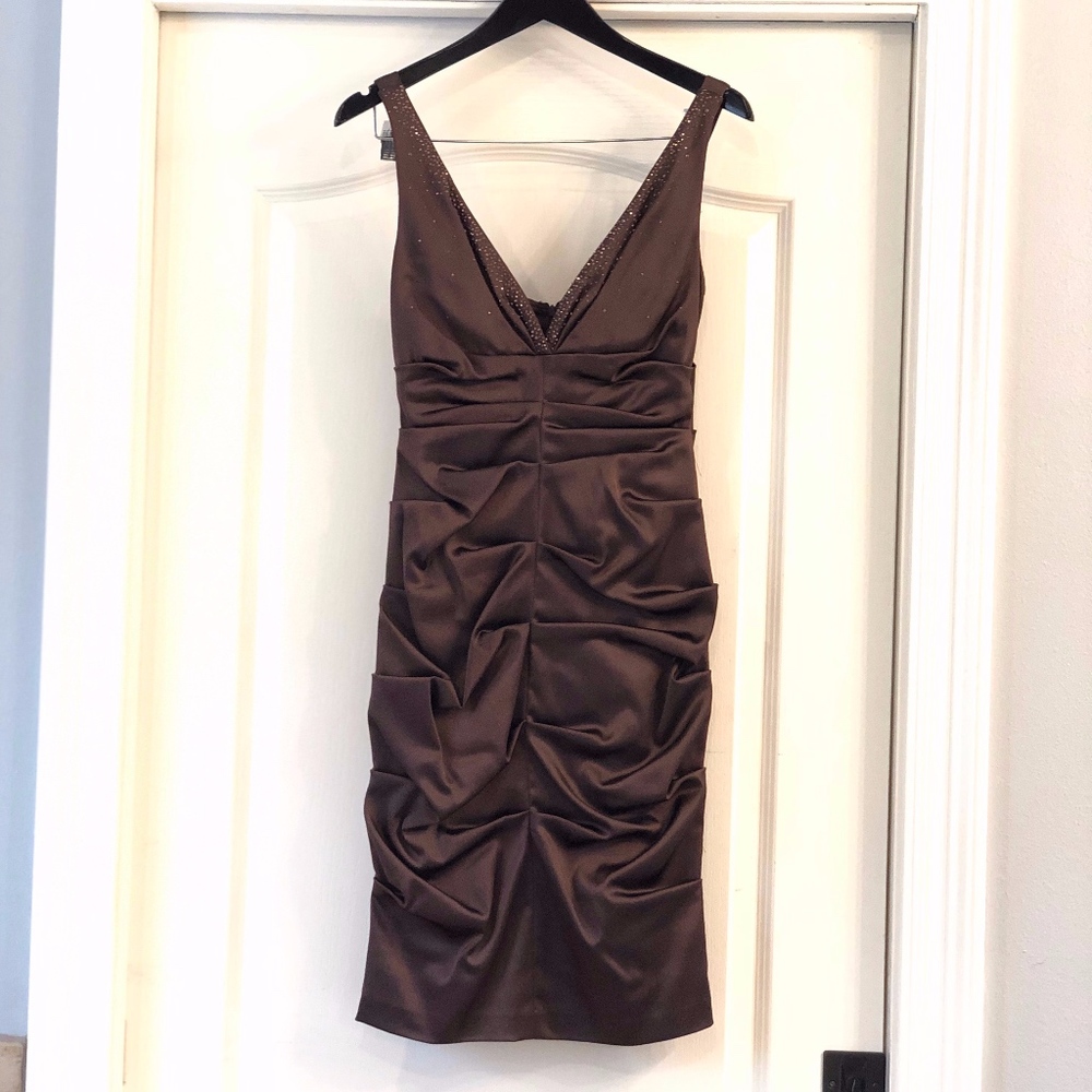 Dark Brown Bodycon Cocktail Dress by XSCAPE